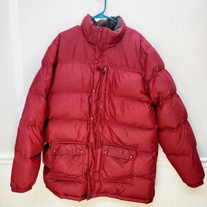 LL Bean Men’s Size 2XL Full Zip Goose Down Fill Quilted Puffer Jacket Red